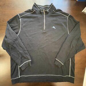 Tommy Bahama Quarter Zip Sweater, Mens Size 2XLB, Black